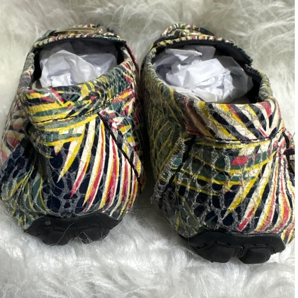 Anne Klein iFlex Tropical Palm Leaf Snake Emboss Loafer Multicolor Driving Mocs